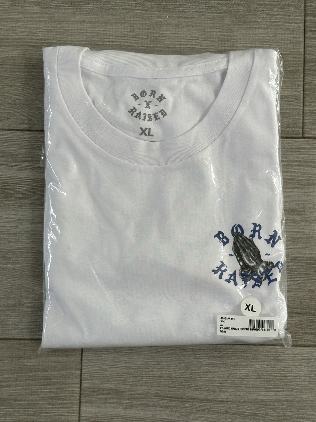 Born X Raised BORN X RAISED Praying Hands Rocker Tee White Blue Size XL Size US XL / EU 56 / 4 - 6 Thumbnail