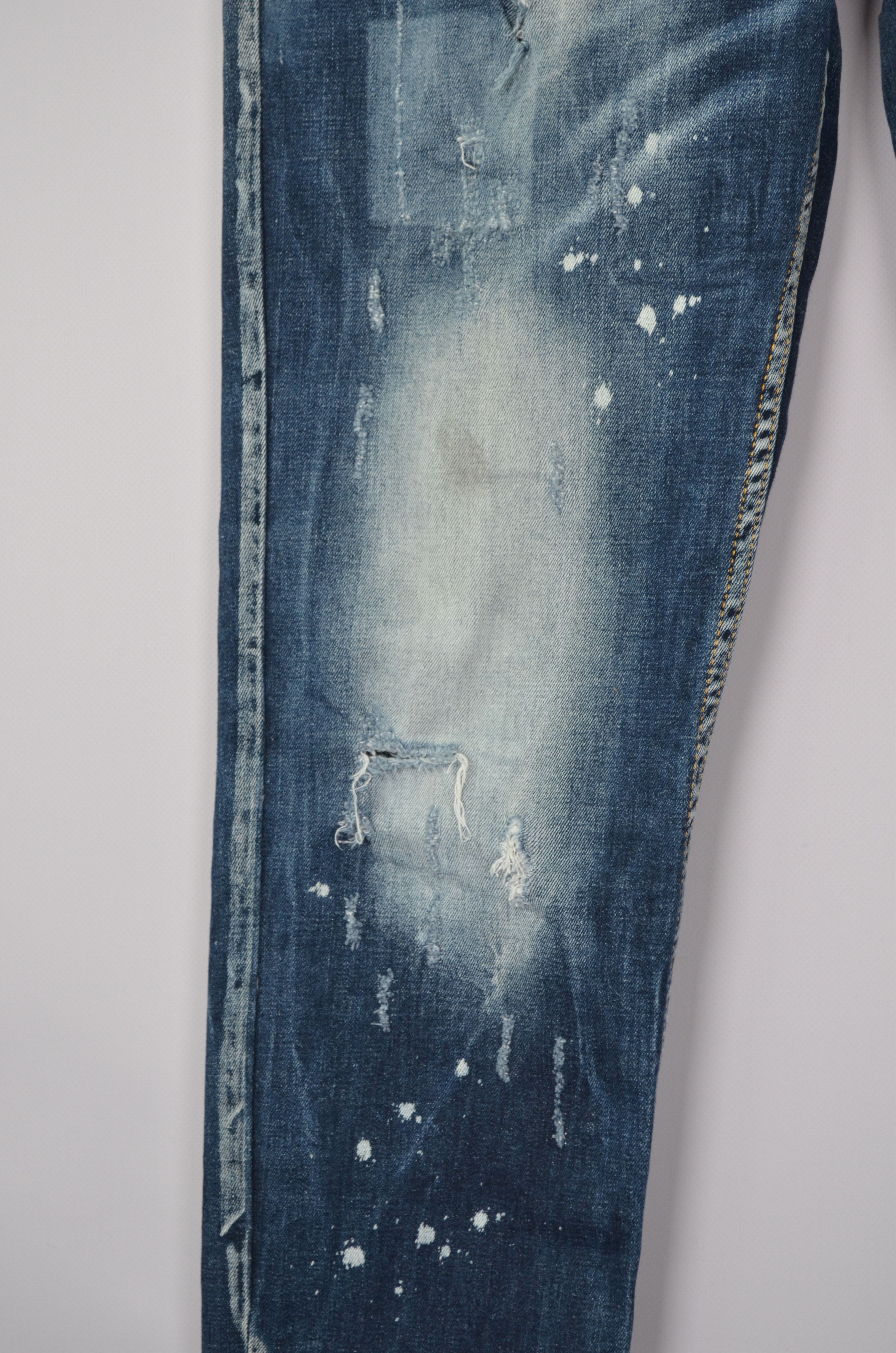Designer × Dsquared2 Dsquared2 Cool Guy Blue Painted Distressed Slim Jeans Sz W34 Size US 34 / EU 50 - 7 Thumbnail