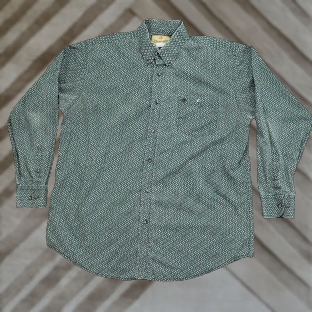 Wrangler VINTAGE Wrangler Shirt Mens 2XL Green Black Button Up Geometric Western 90s Mens Size US XXL / EU 58 / 5 - 1 Thumbnail
