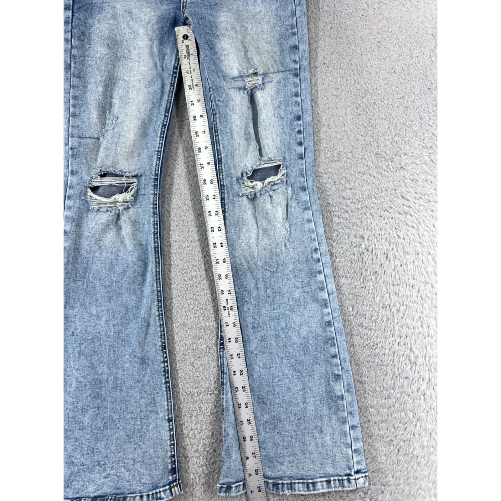 Vintage VINTAGE No Boundaries Jeans Womens Flared Denim Pants 25x29 Distressed Light Wash Blue 90s Girls Size 30" / US 8 / IT 44 - 7 Thumbnail