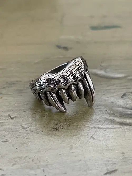 Vintage Stainless Fang Punk Ring Size ONE SIZE - 1 Thumbnail