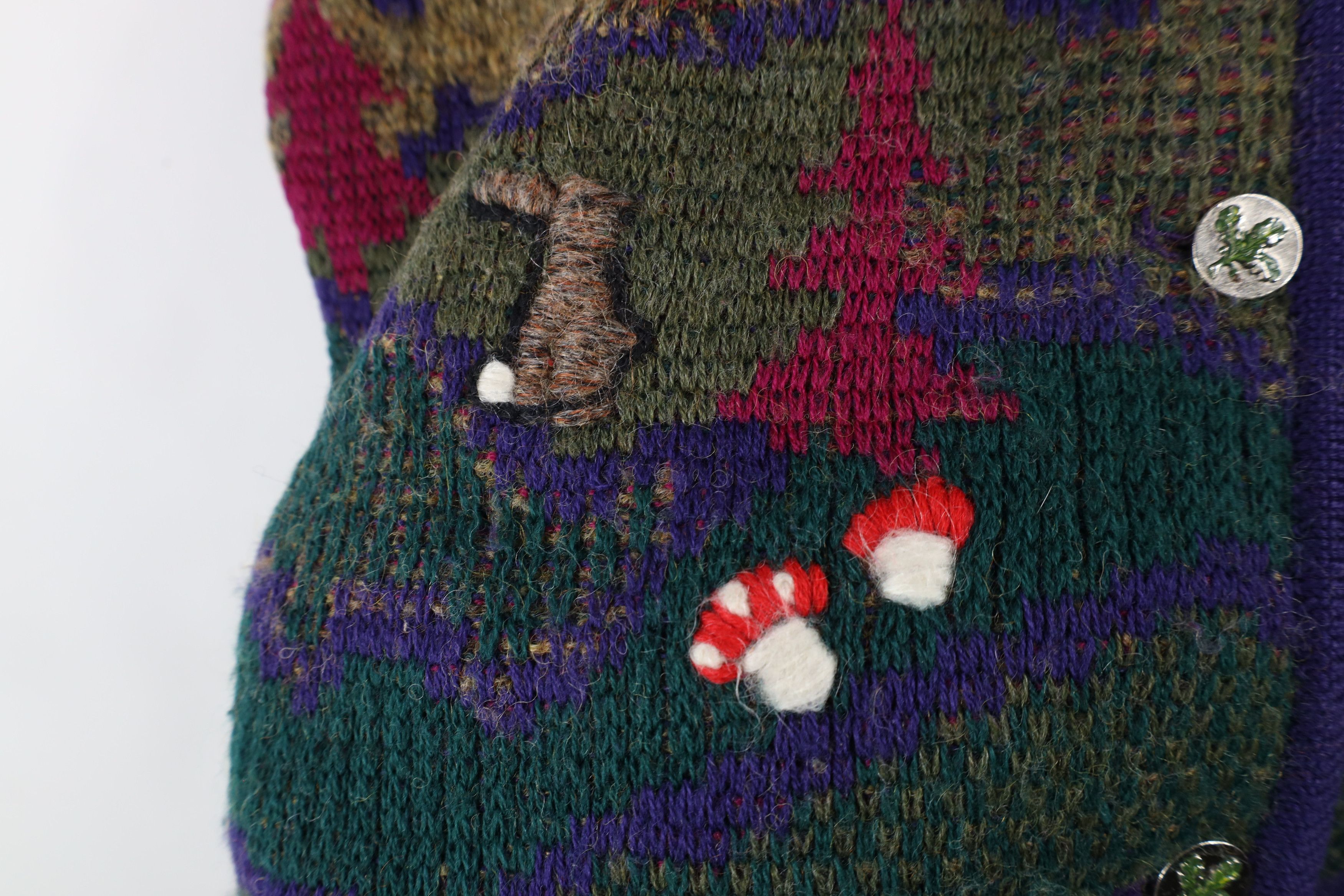Vintage Vintage 90s Streetwear Over Print Wool Knit Cardigan Sweater Size S / US 4 / IT 40 - 6 Thumbnail