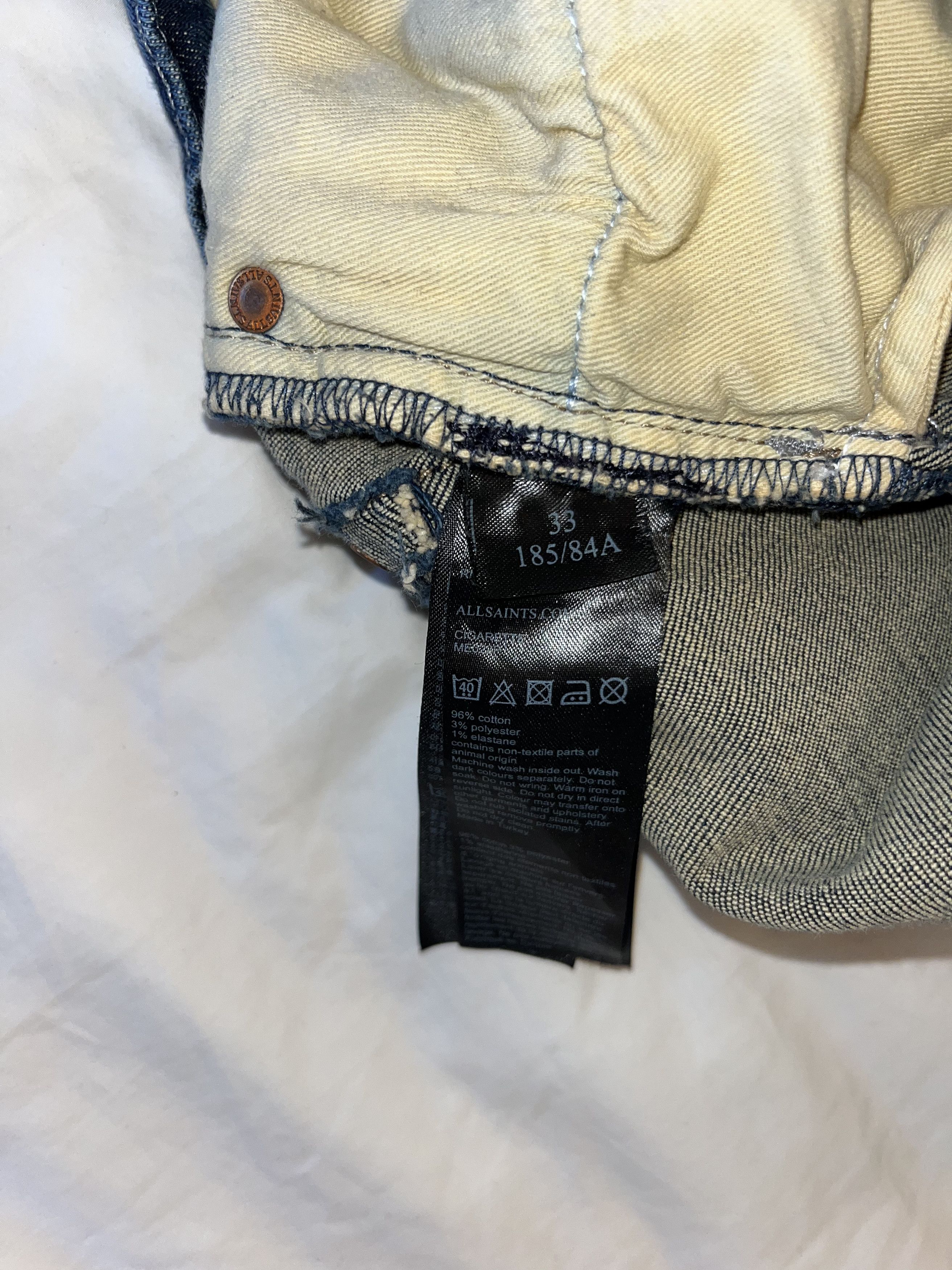 Allsaints Allsaints Blue Cigarette Denim Size US 33 - 6 Thumbnail