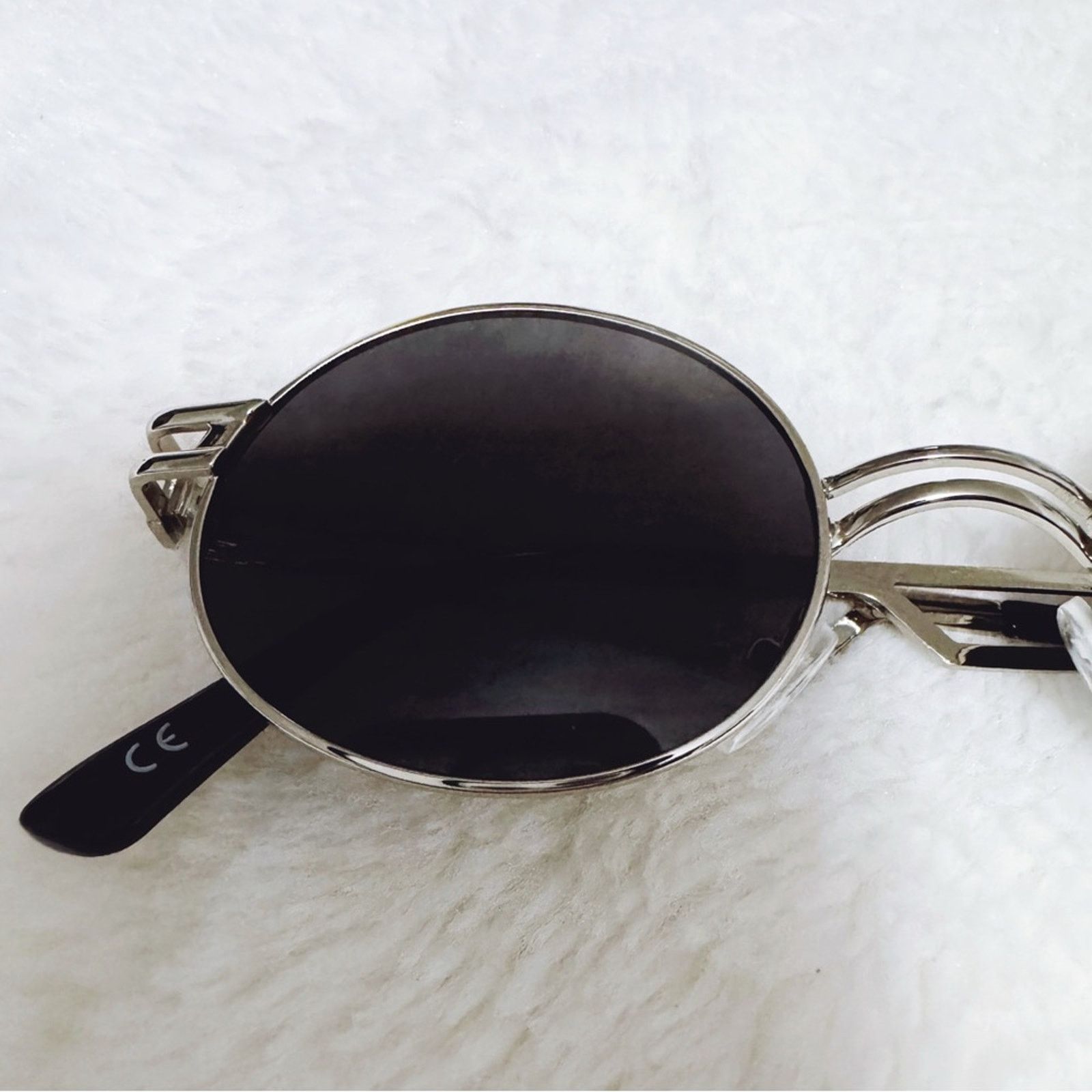Other Betsy Black with Silver Rim Round Sunglasses Size ONE SIZE - 3 Thumbnail