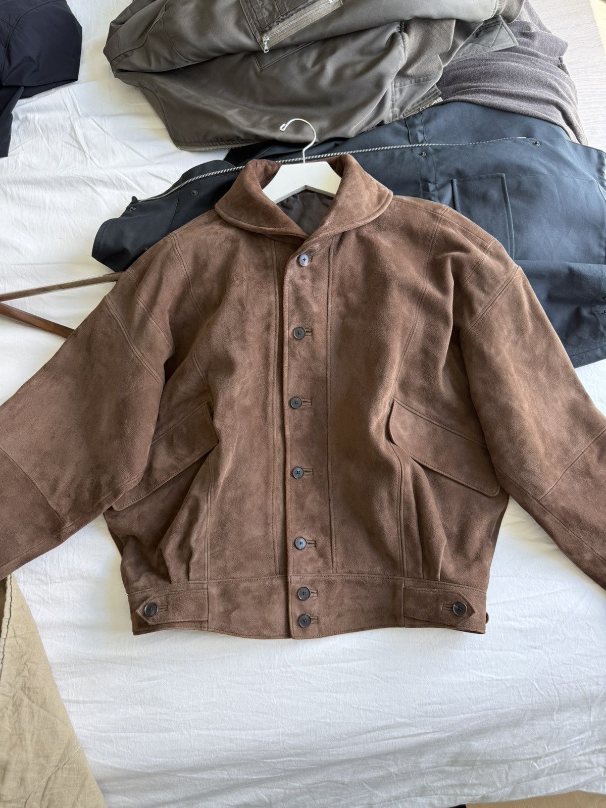 Auralee Silky Grain Suede Blouson Bomber Jacket $3366