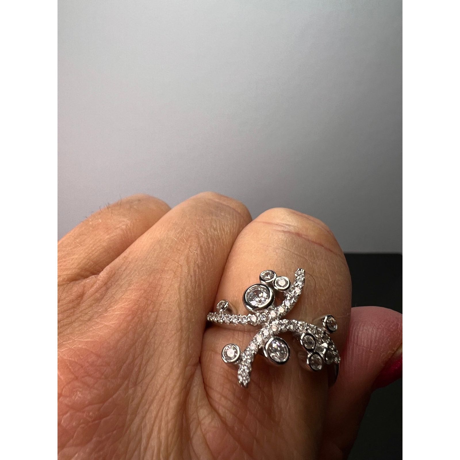 Other CZ bypass sterling silver bubble cocktail ring size 10 Size ONE SIZE - 2 Thumbnail