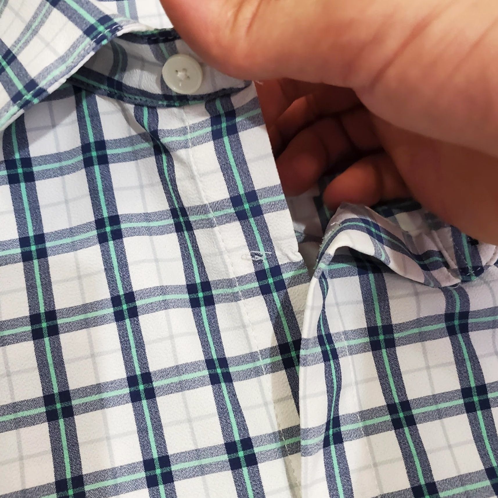 Mizzen+Main Mizzen+Main Leeward Shirt Mens Medium Plaid Dress Shirt Slim Fit 1WS-0564 Blue Green Size 40R - 4 Thumbnail