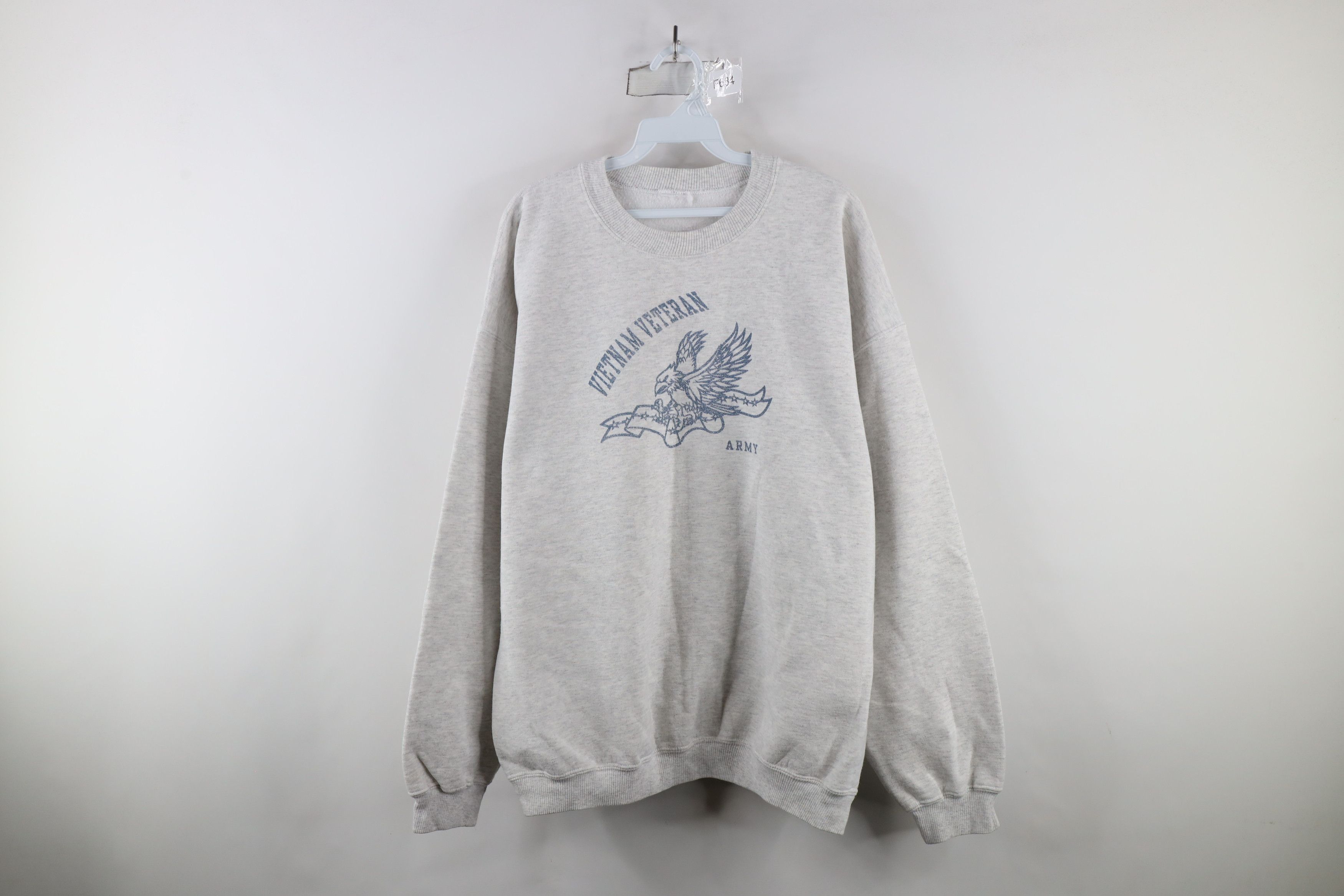 Vintage Vintage 90s Army Vietnam Veteran Crewneck Sweatshirt Gray Size US XXL / EU 58 / 5 - 1 Thumbnail