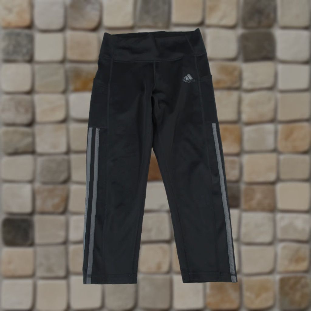 Adidas Adidas Leggings Capri Womens Small Black Grey Stripes Nike? Wait no. Sorry. Size 28" / US 6 / IT 42 - 1 Thumbnail