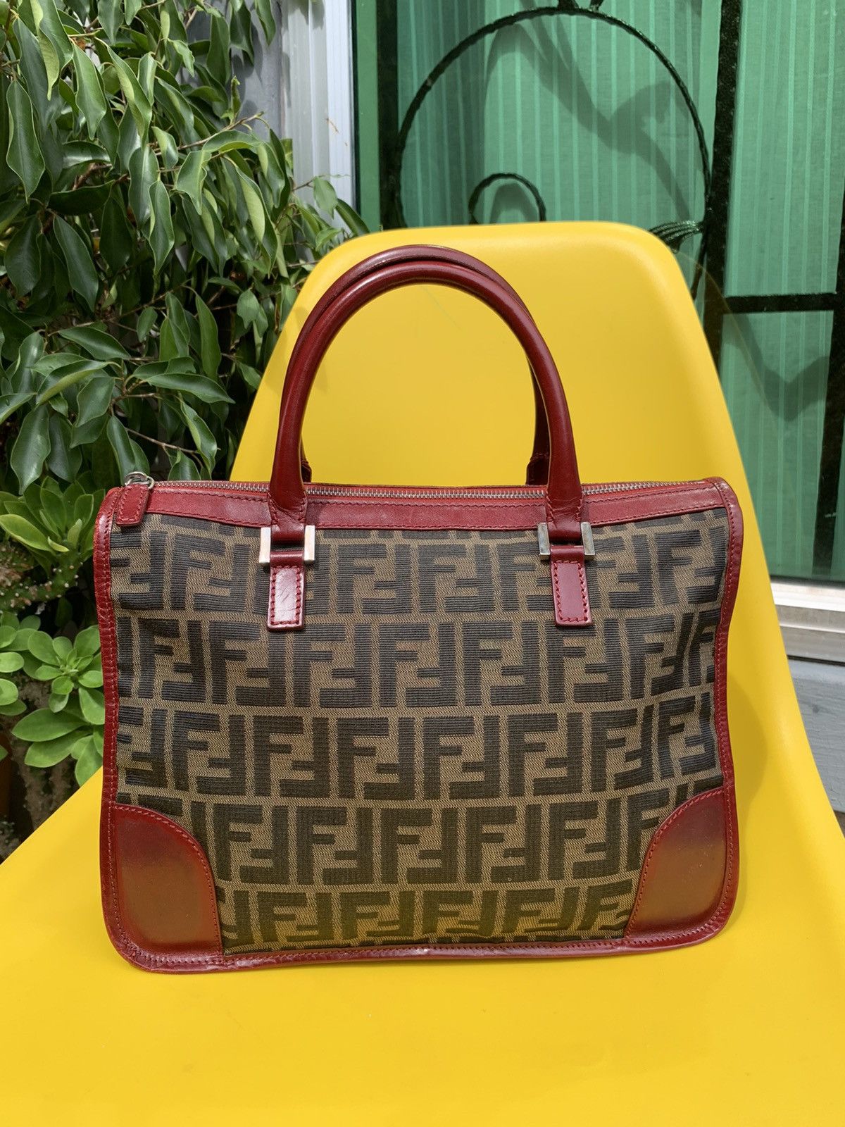 AUTHENTIC VINTAGE FENDI ZUCA TOTE TOBACCO RED BAG