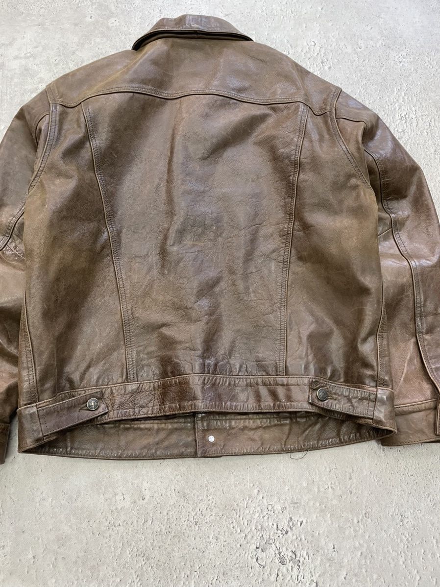 Gap GAP distressed leather trucker jacket y2k balenciaga style Size US L / EU 52-54 / 3 - 11 Thumbnail