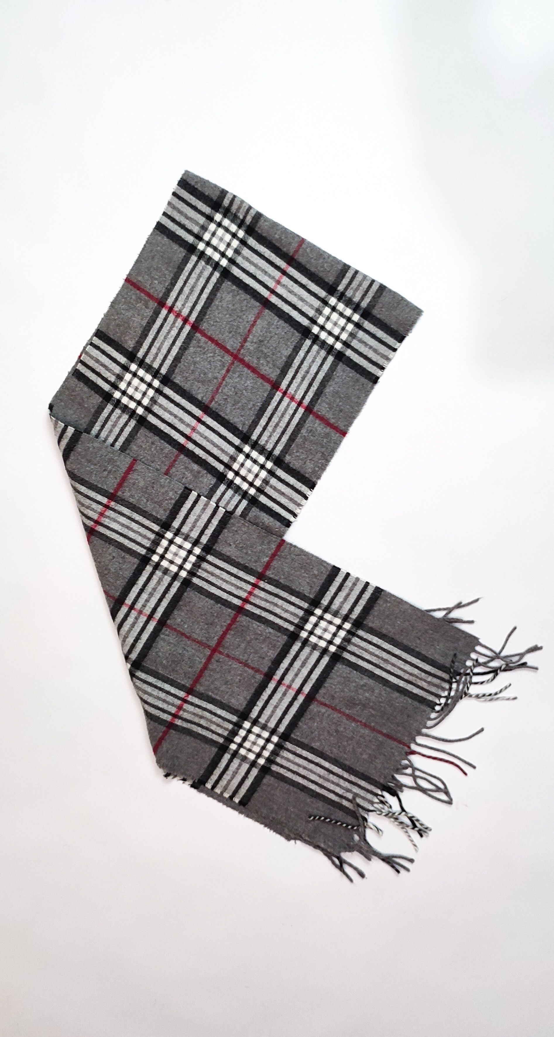Pre-owned Italian Designers Burberry Style Checkered Scarf In Grey