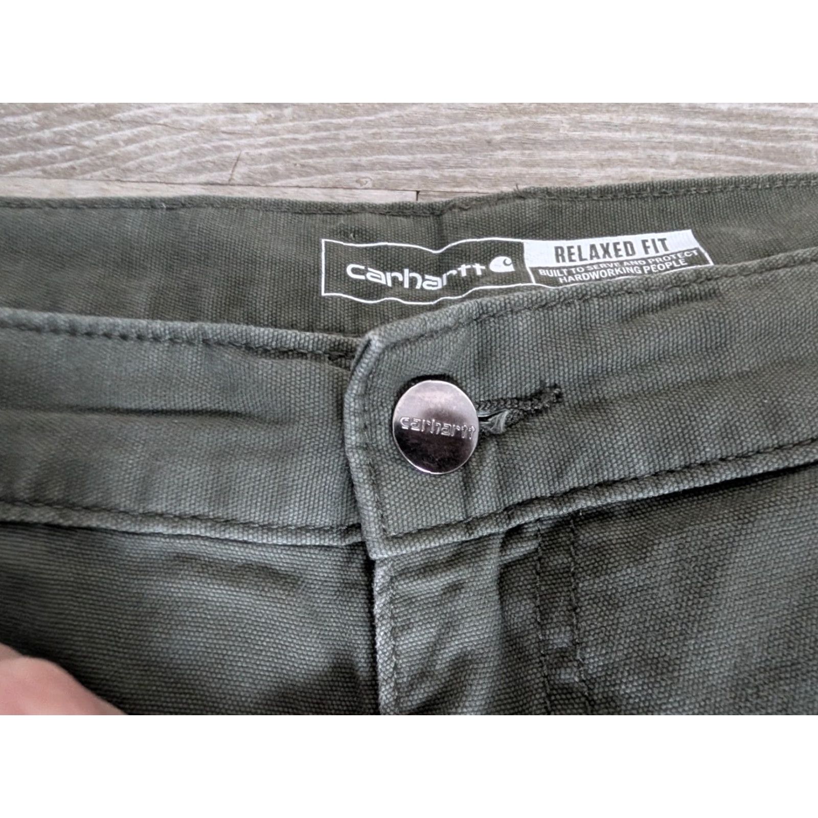 Carhartt Carhartt Men Pants Rugged Flex Relaxed Fit Canvas Work BN2517-M Green 42x30 5-Pocket Zipper Button Straight Leg Workwear Casual Travel Vintage No Size US 42 / EU 58 - 5 Thumbnail