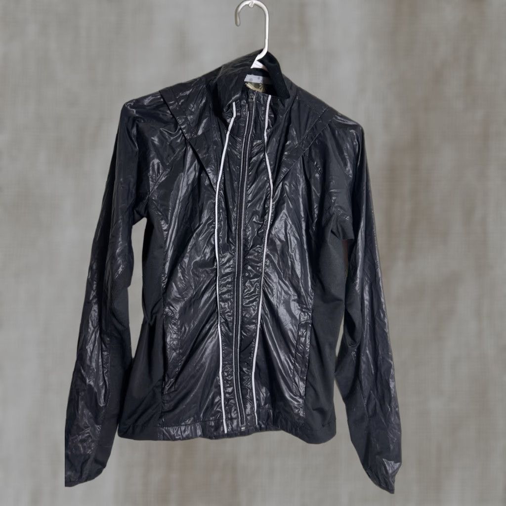 Athleta Womens Jacket Small Black Full Zip Lightweight Reflective Windbreaker