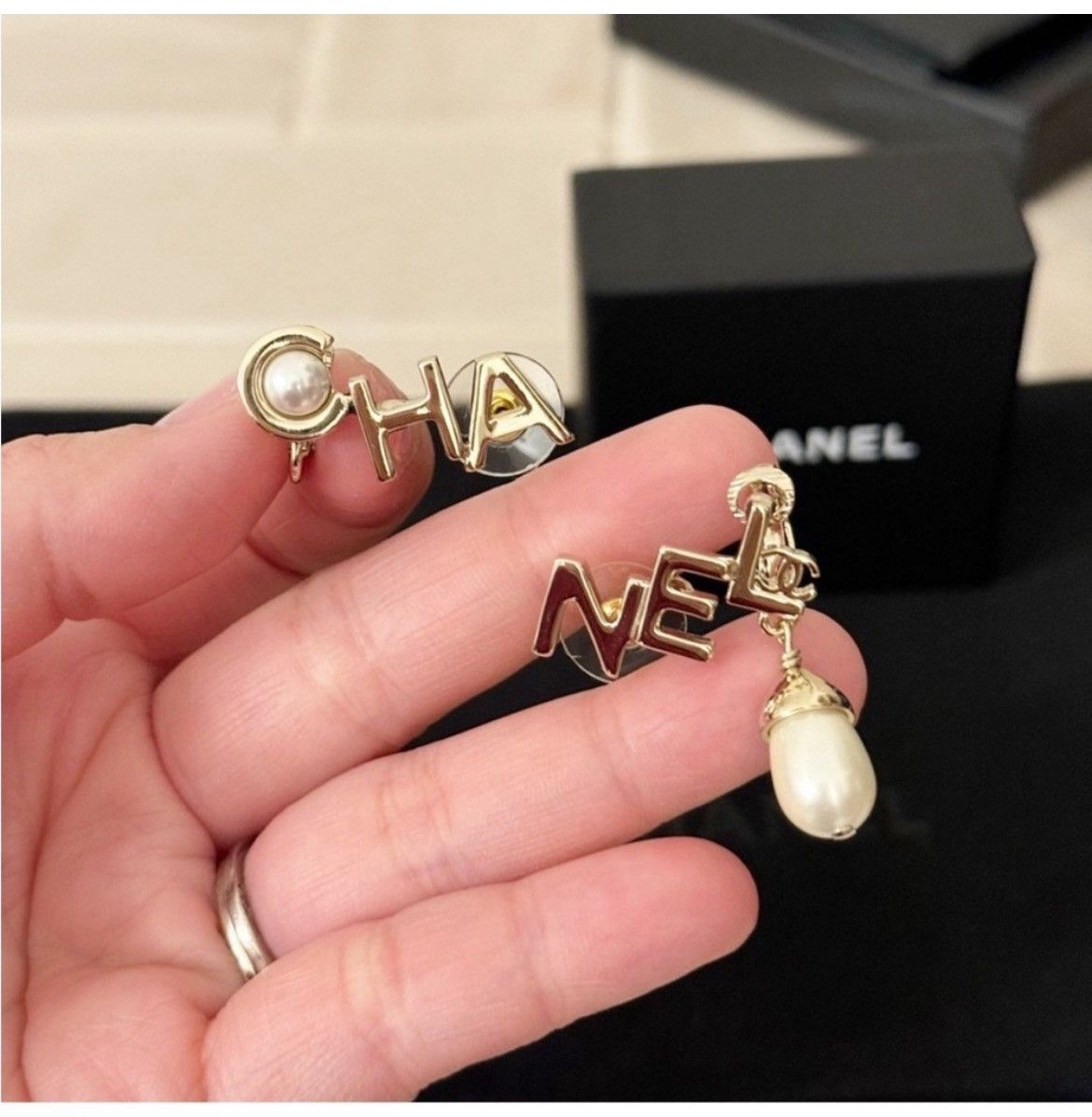 Chanel Authentic Chanel Lim Ed Pearl Logo Cuff / Climber Earrings Size ONE SIZE - 5 Thumbnail