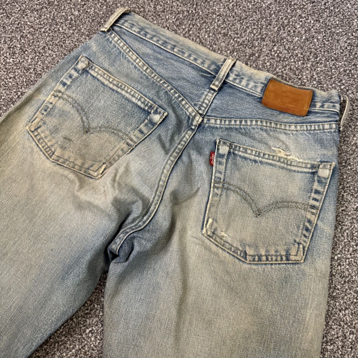 Levi's Vintage Clothing Levis E 503BXX 1992 Distressed Mud Selvedge 1970 Aging Denim Size US 30 / EU 46 - 6 Thumbnail