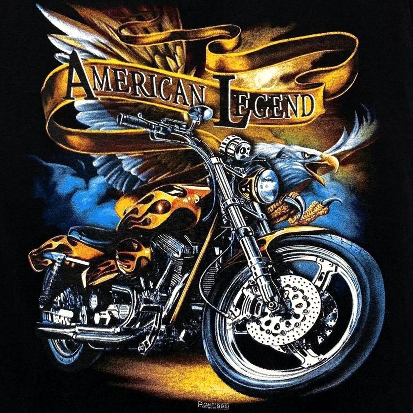 Vintage Vintage 90’s American Legend Biker Eagle Spellout Graphic T-Shirt Small Black Mens Short Sleeve Round Neck Cotton Dated 90s Size US S / EU 44-46 / 1 - 3 Thumbnail