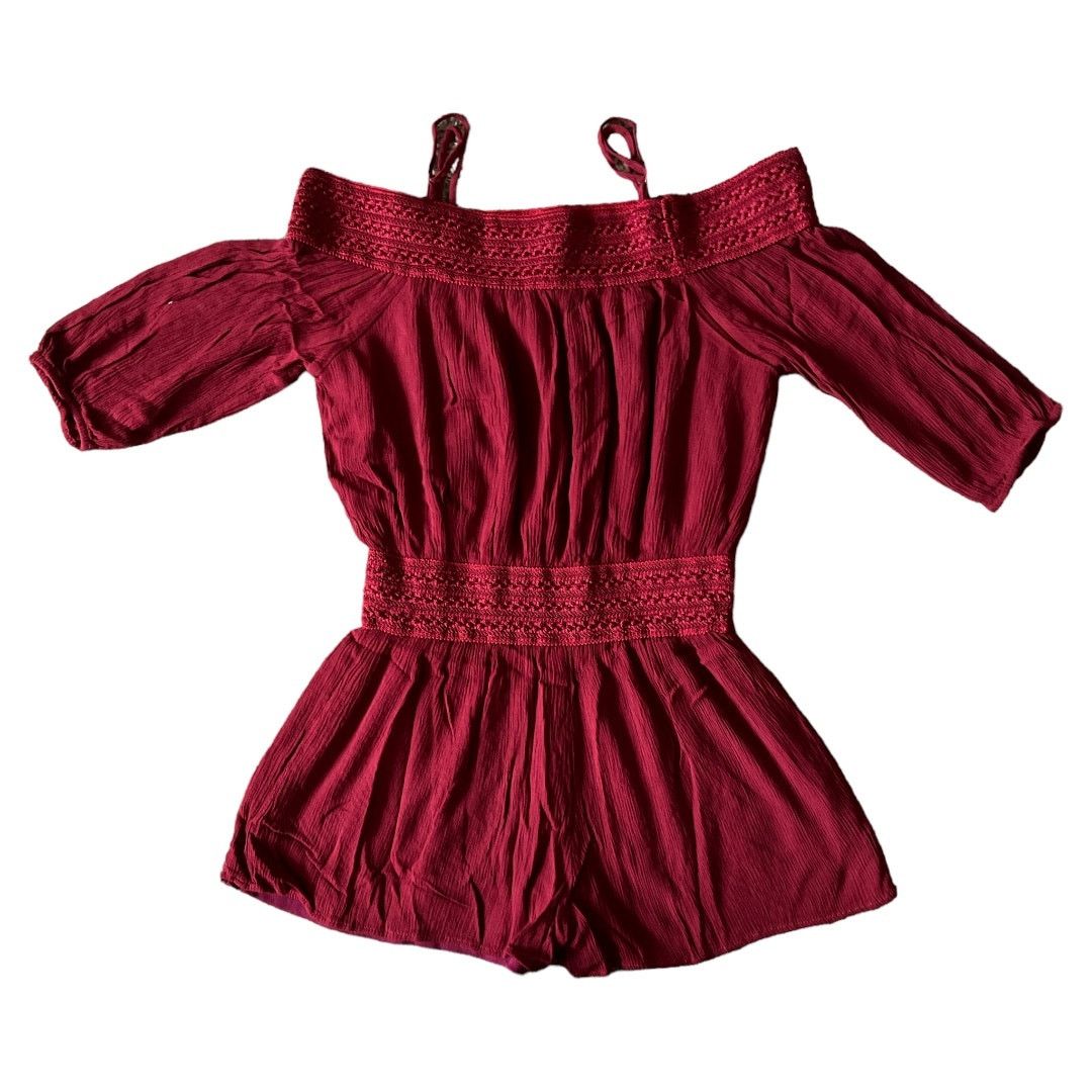Other Purple Snow Red Cold Shoulder Romper, L Size 34" / US 12 / IT 48 - 4 Thumbnail