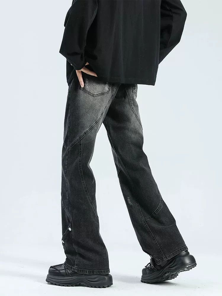 Vintage Black men's retro buttoned loose straight bootcut jeans Size US 32 / EU 48 - 5 Thumbnail