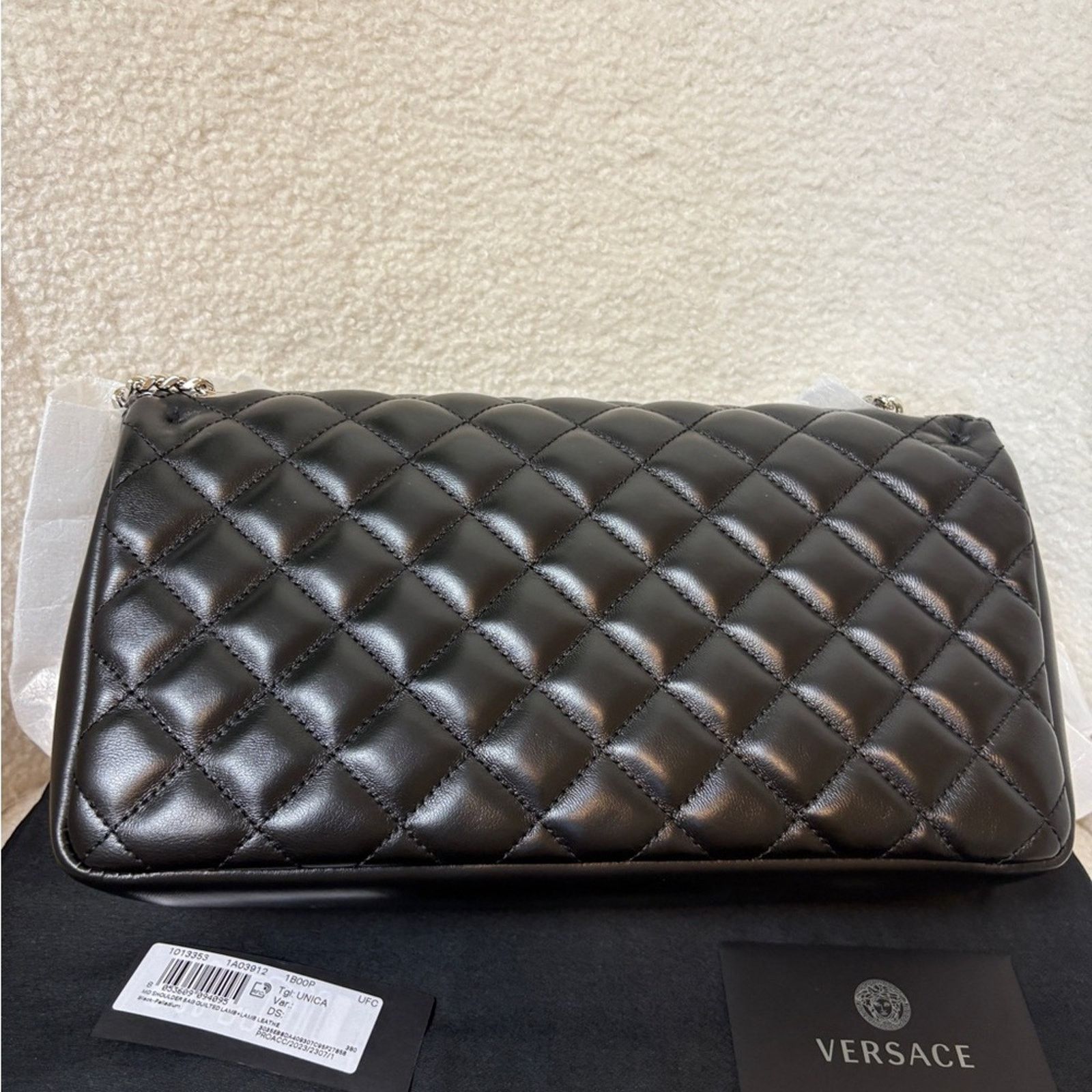 Versace Versace Black Quilted Lambskin Leather Shoulder Bag Size ONE SIZE - 5 Thumbnail