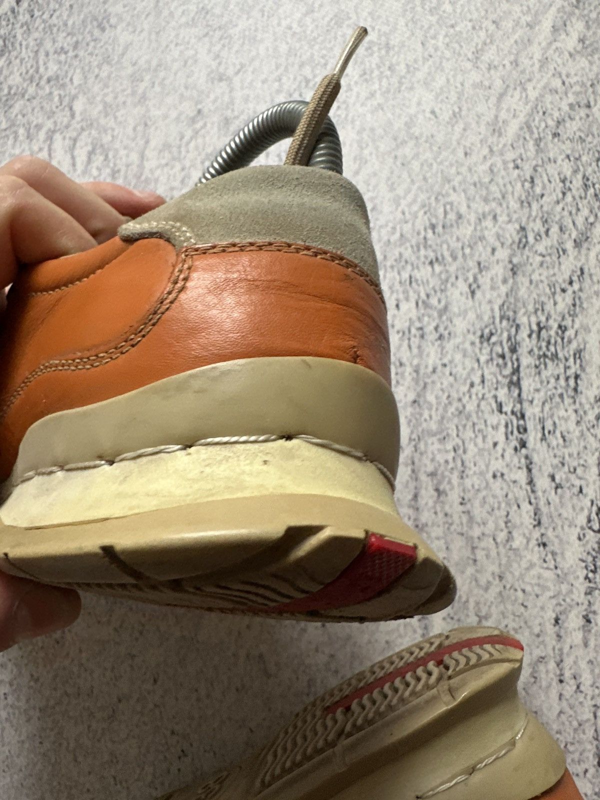 Prada Prada Red Tab Orange Leather Gray Suede Trainers Sneakers Size US 7 / IT 37 - 14 Thumbnail