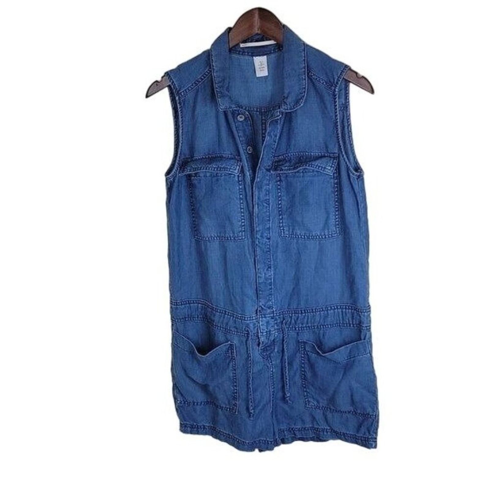H&M H&M Womens Chambray Utility Romper Sleeveless Pockets Size 27" / US 4 / IT 40 - 1 Thumbnail