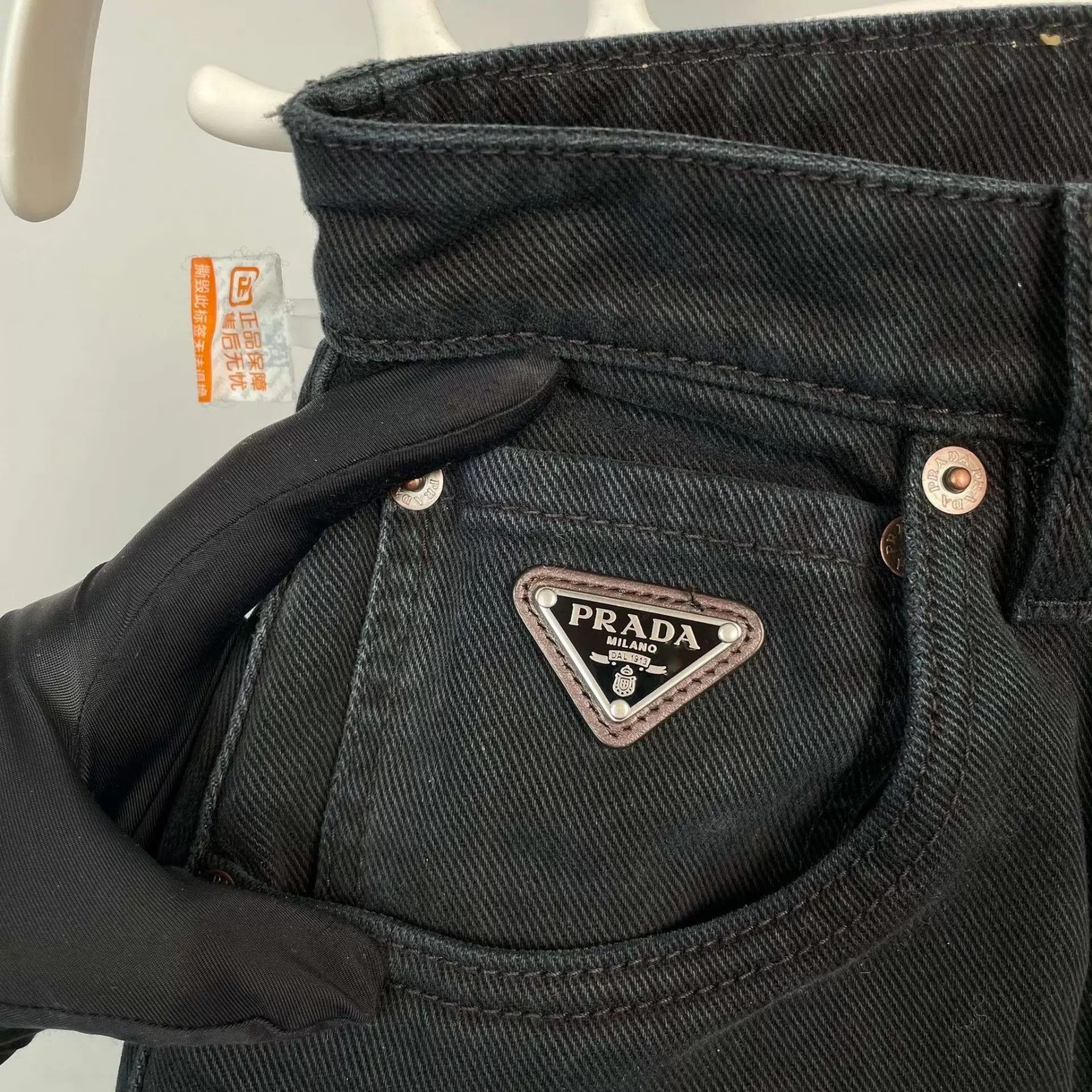 Prada Prada Denim Wide-leg Black Pants Size 25" / US 0 / IT 36 - 4 Thumbnail