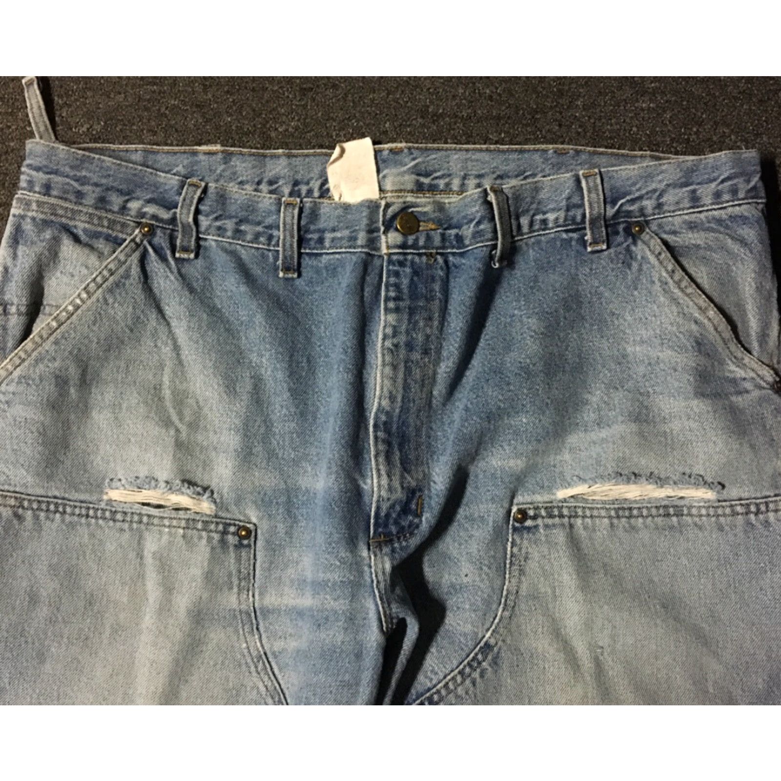 Carhartt VINTAGE Carhartt Jeans 42 Mens Denim 90s Grunge Distressed Double Knee USA Made Blue Western Trucker Work Destroyed Pants Size US 42 / EU 58 - 7 Thumbnail
