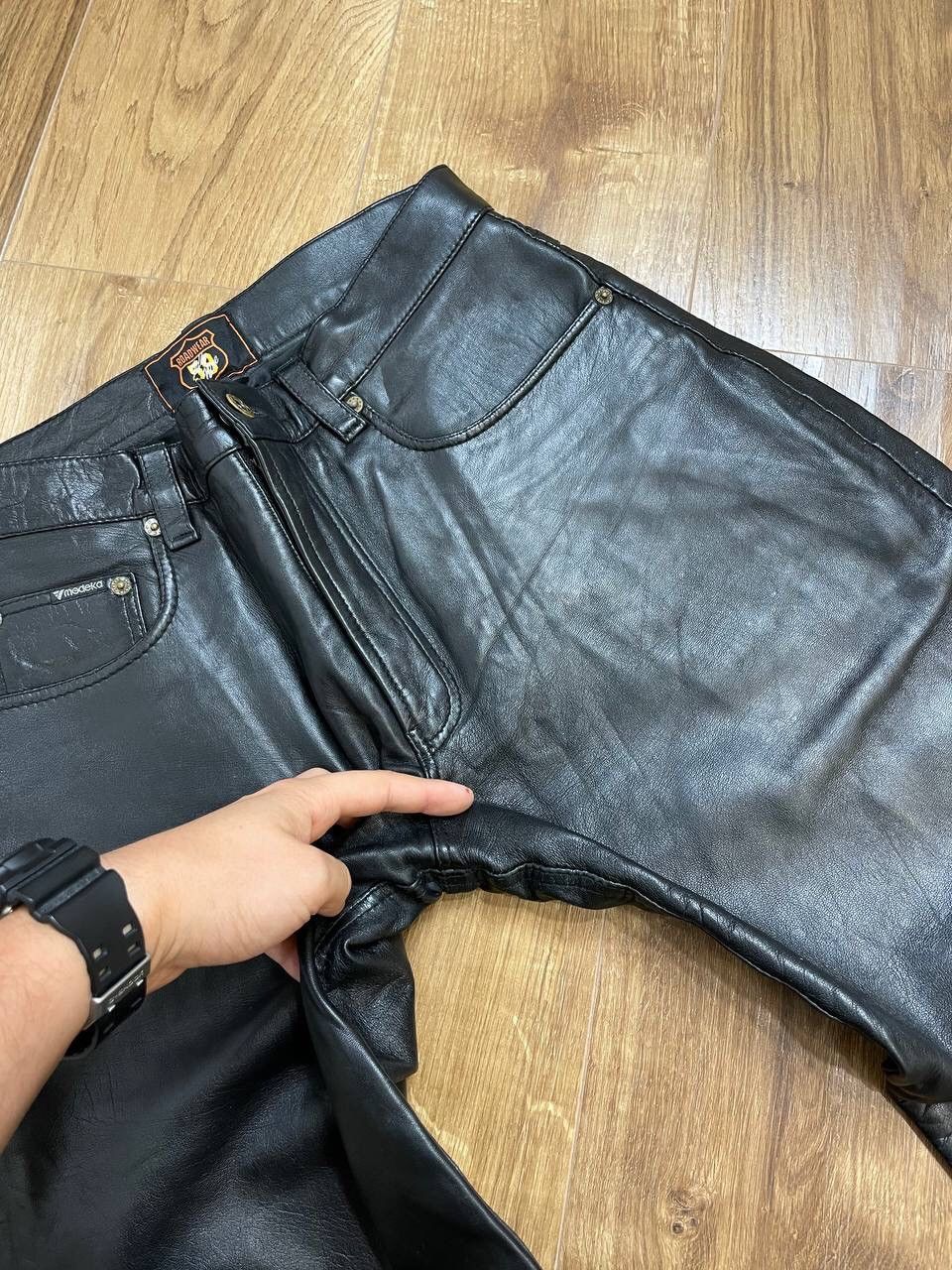 Genuine Leather × Vintage Vintage Y2K Style Genuine Leather Leather Moto Casual Pants Size US 31 - 5 Thumbnail