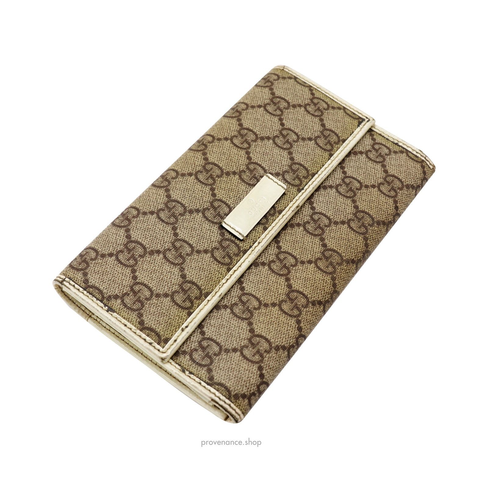 Gucci 🔴 Gucci Long Wallet - GG Supreme Brown/White Size ONE SIZE - 3 Thumbnail