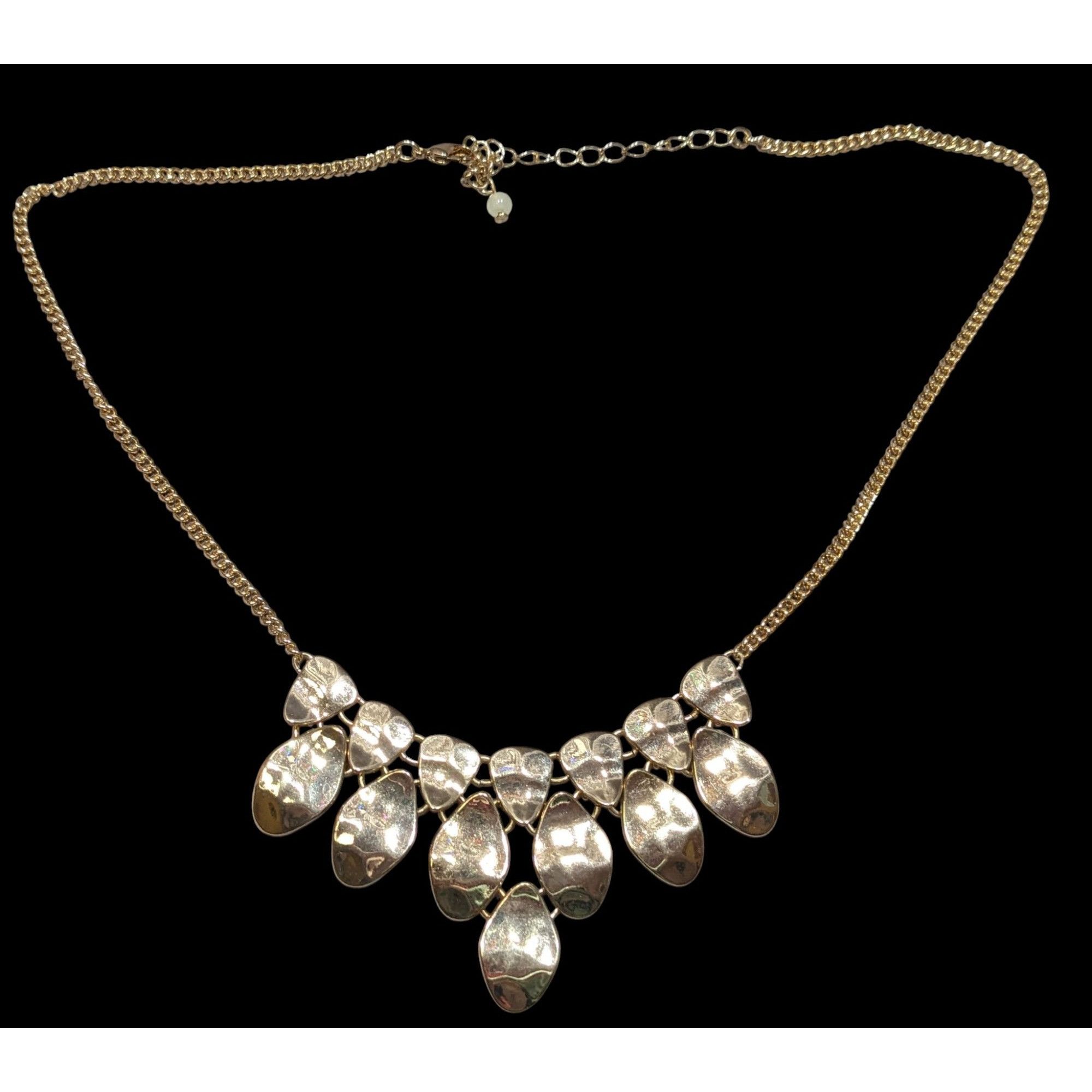 Other Waterfall Bib Necklace Gold Tone With Hammered Metal Teardro Size ONE SIZE - 1 Thumbnail