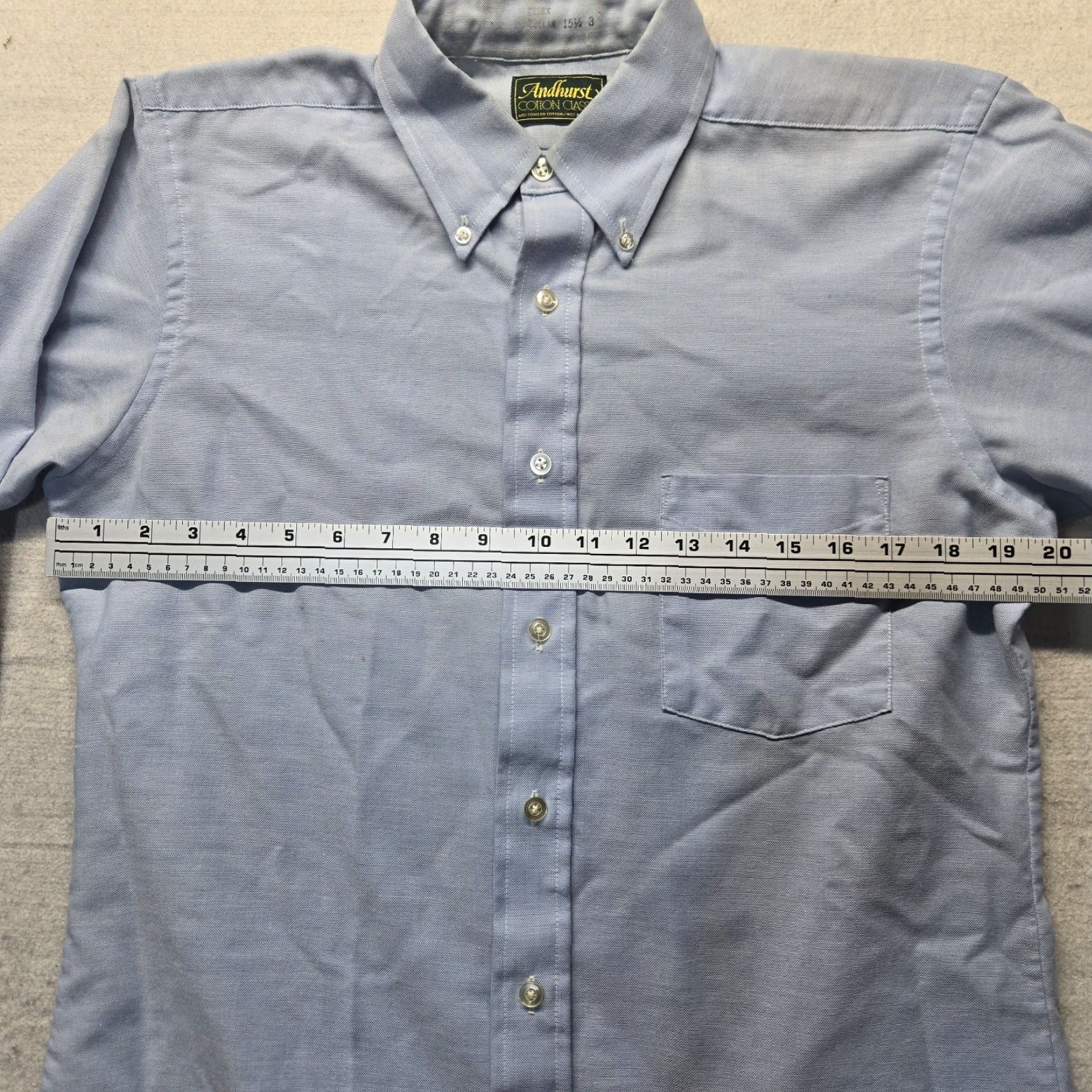 Vintage ANDHURST Shirt Button-Up Solid Blue Long Sleeve Adult Men XL 15.5 Cotton Polyester Casual Travel 80s 90s Sports Mens Size US XL / EU 56 / 4 - 4 Thumbnail