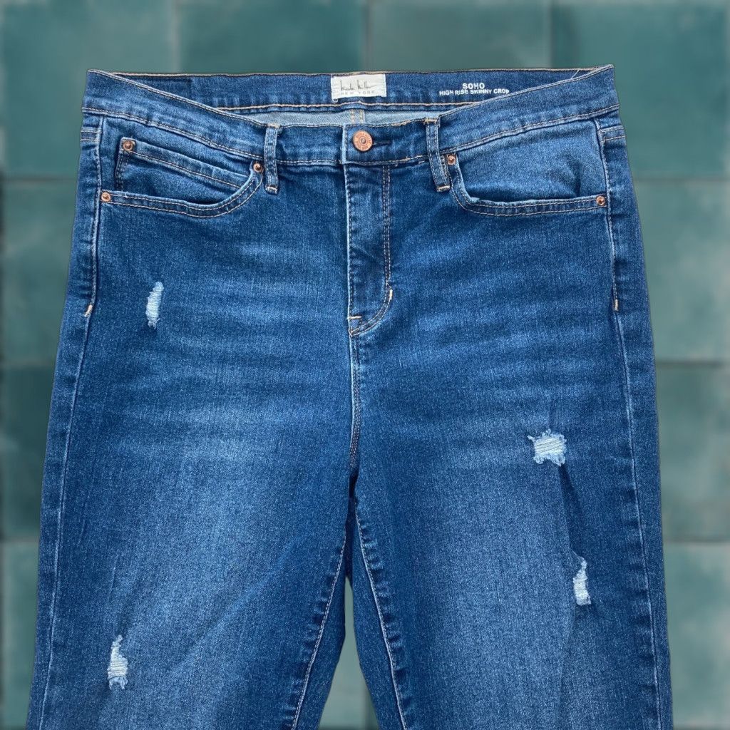 Nicole Miller Nicole Miller Soho Skinny Crop Jeans Womens 8 Blue Stretch Denim Distressed City Size 30" / US 8 / IT 44 - 1 Thumbnail