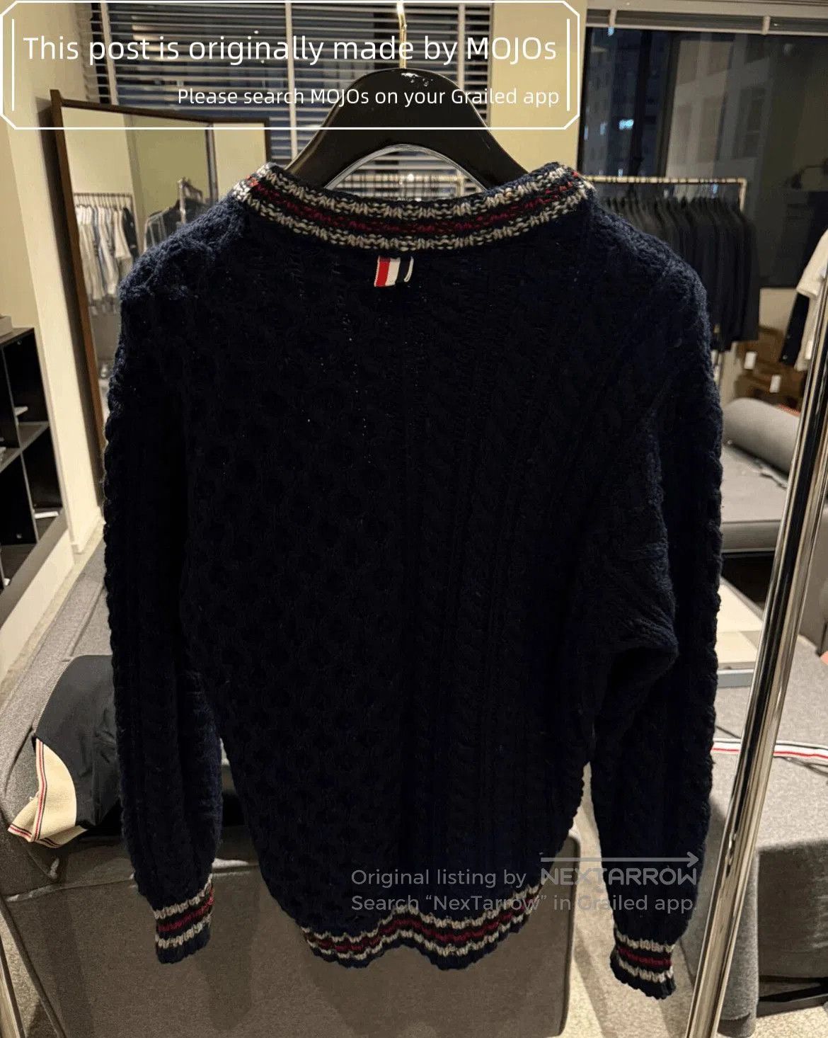 Thom Browne Sz 3 Thom Browne Bottom Stripe Navy Woven Knitwear. Size US L / EU 52-54 / 3 - 2 Thumbnail
