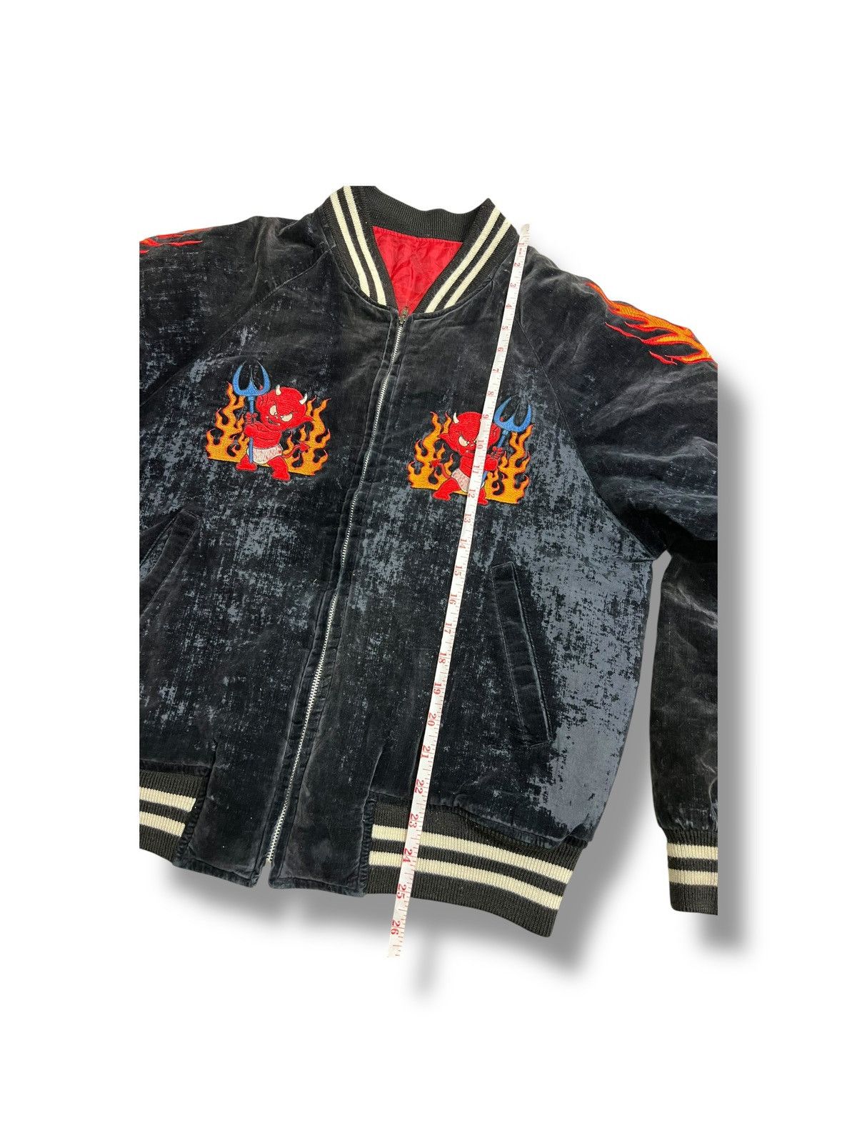 Vintage Vintage Velvet Devil Souvenir Jacket — Black / Red Flames Size US M / EU 48-50 / 2 - 12 Thumbnail