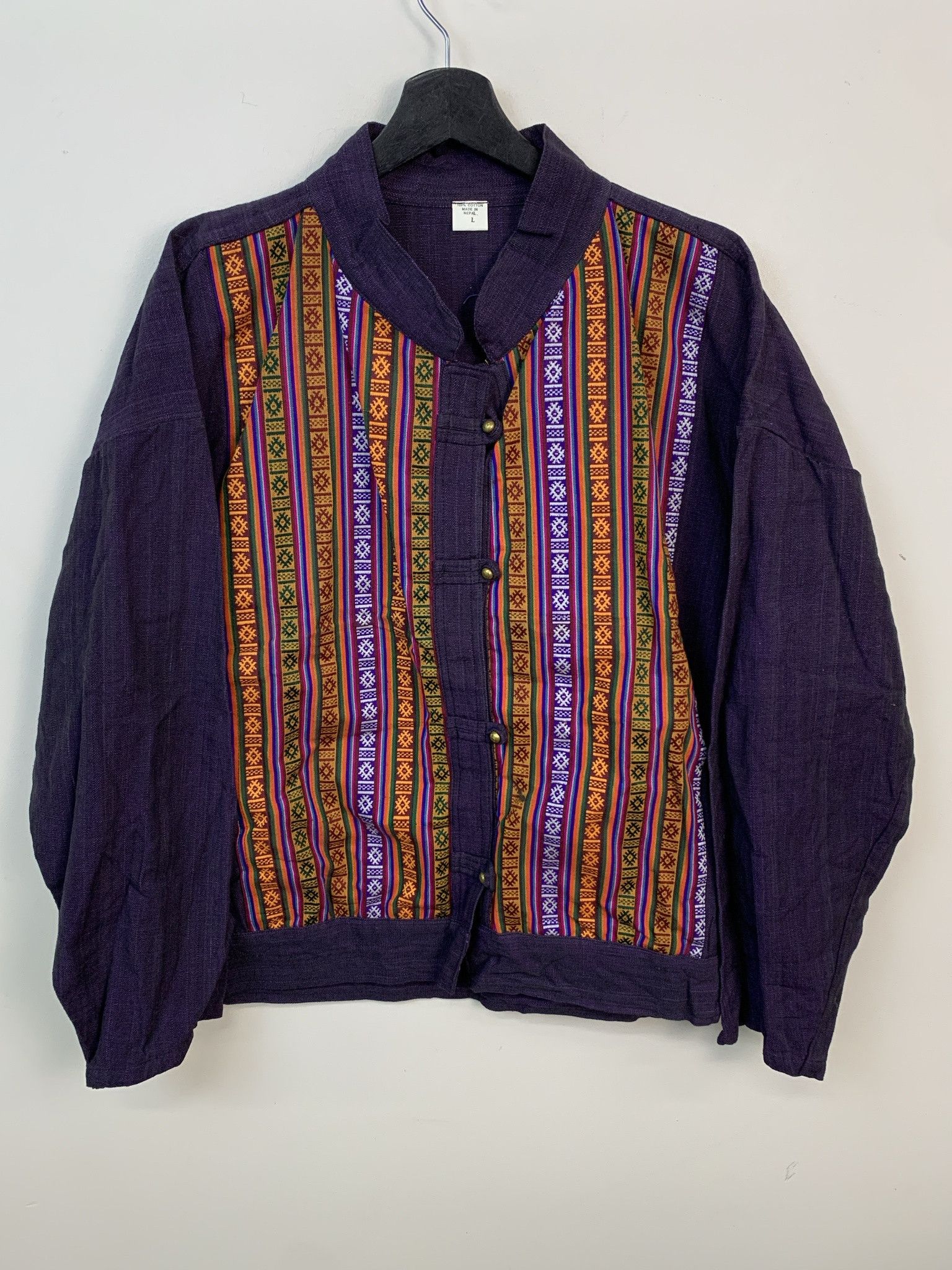 Other Vintage Nepalese Canvas Striped Tunic Loop Fastener Longlseeve Shirt Size L Size US L / EU 52-54 / 3 - 1 Thumbnail