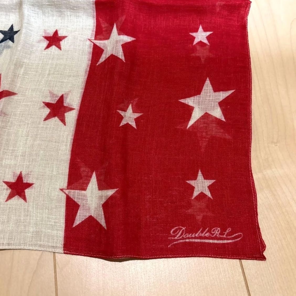Ralph Lauren RRL Ralph Lauren STAR STRIPE FLAG SCARF Organic Cotton Blue White Red New Scarf Unisex One Size Cotton Holiday 136cm 53cm Size ONE SIZE - 2 Thumbnail