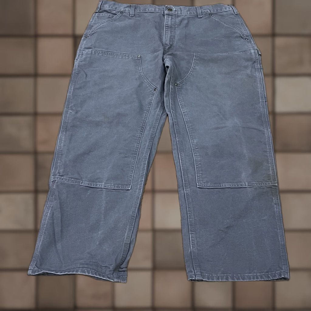 Carhartt VINTAGE Carhartt Pants Carpenter 5-Pocket Denim Workwear Gray 40x30 Men's Regular 40 Inseam Double Knee USA 90s Grunge Carhartt B136 GVL Size US 40 / EU 56 - 1 Thumbnail