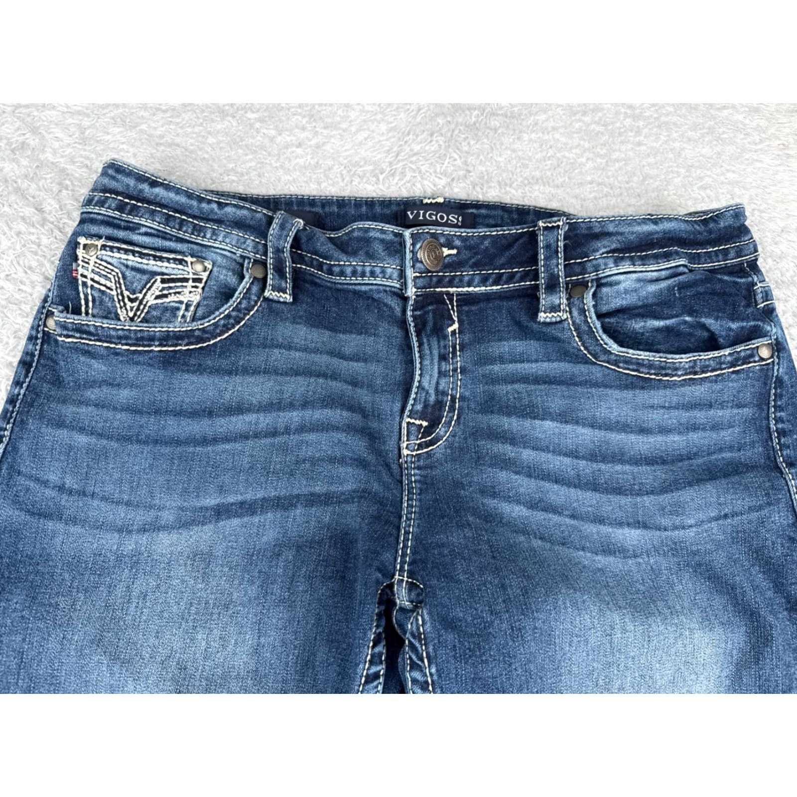 Vintage VIGOSS Jeans Womens 12 Blue Denim Carpi Embroidered Mid Rise Cotton Blend 32x21 Jeans Size 34" / US 12 / IT 48 - 4 Thumbnail