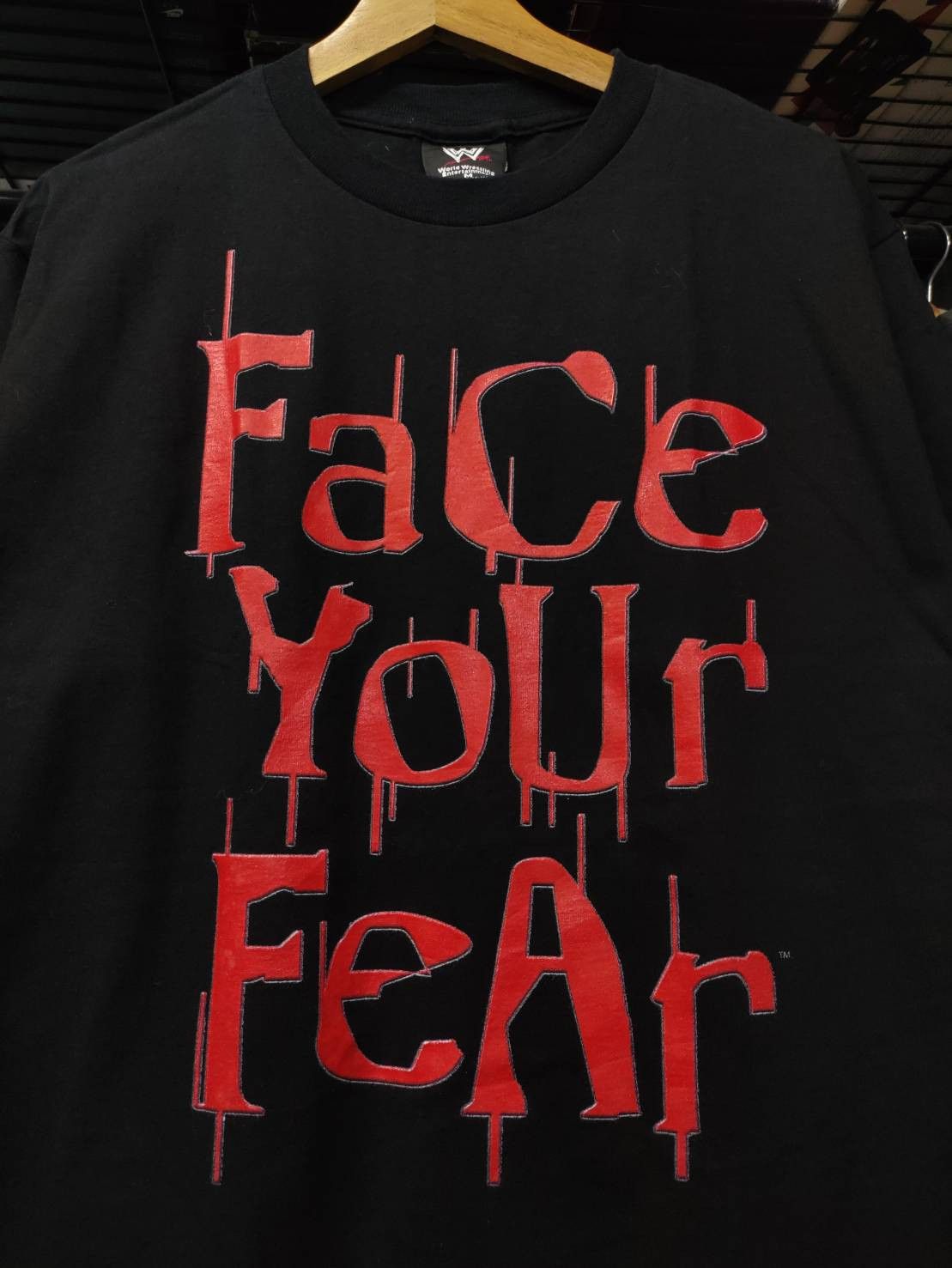 WWE Vtg 00's Kane " Face Your Fear " Wrestlemania Promo T-Shirt Size US M / EU 48-50 / 2 - 3 Thumbnail