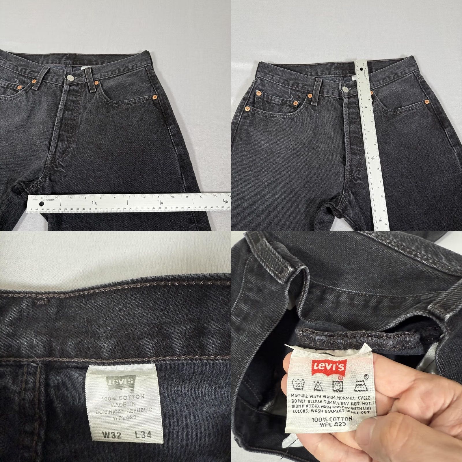 Levi's VINTAGE Levi's Jeans Mens 30x32 Black 501 Straight Fit Denim Pants Western 90s Mens Size US 30 / EU 46 - 8 Thumbnail