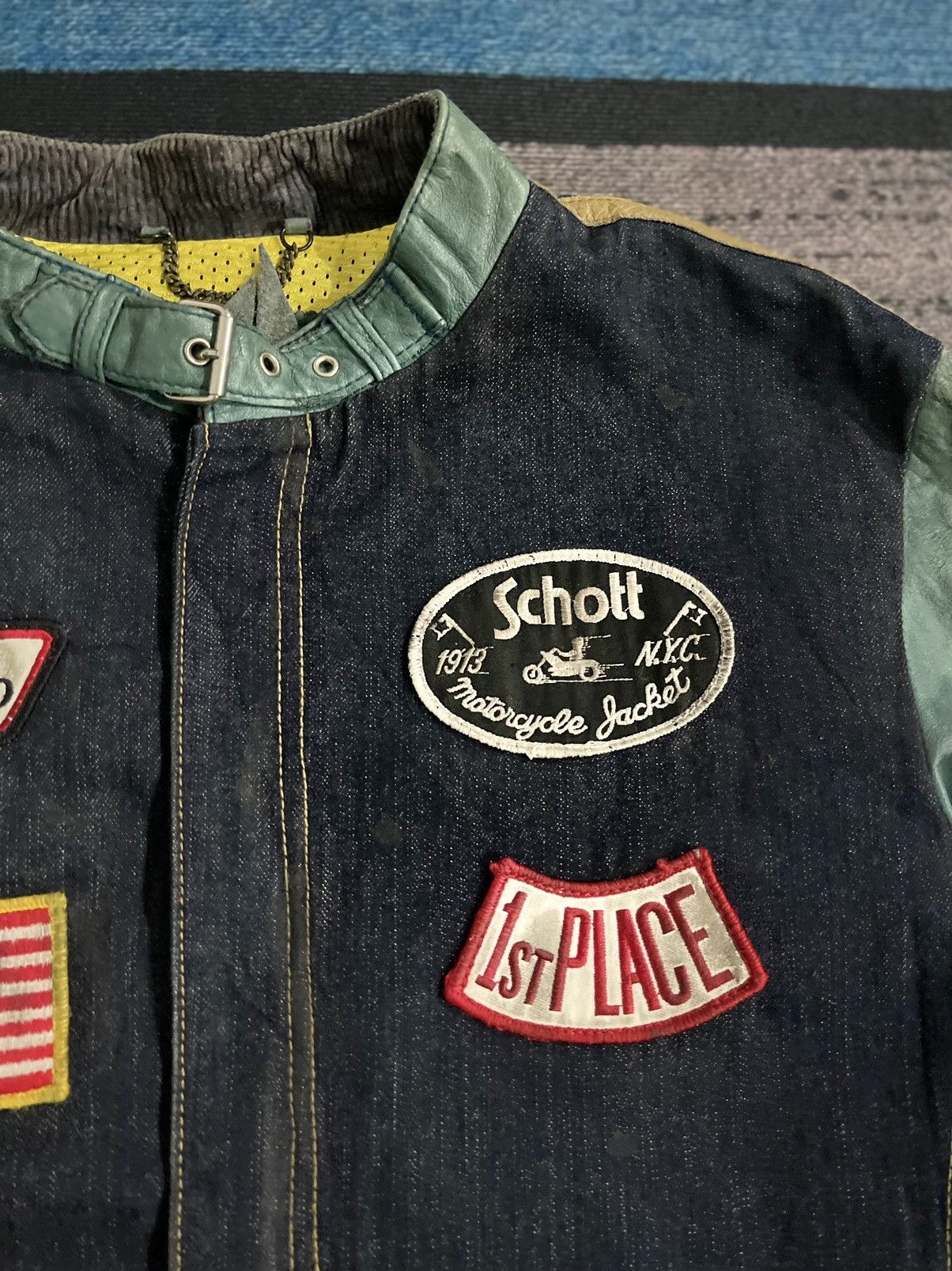 Schott Vintage Schott Leather Denim Motorcycle Jacket Size US L / EU 52-54 / 3 - 6 Thumbnail
