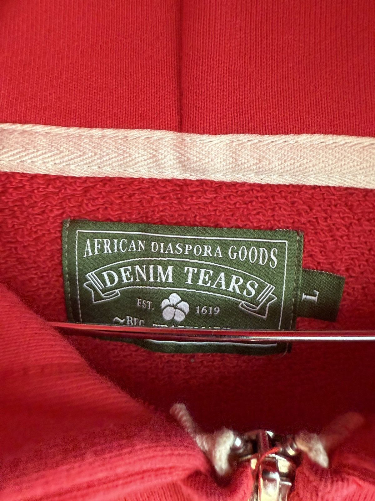 DENIM TEARS Denim Tear Zip Up Red Hoodie Size US L / EU 52-54 / 3 - 7 Thumbnail