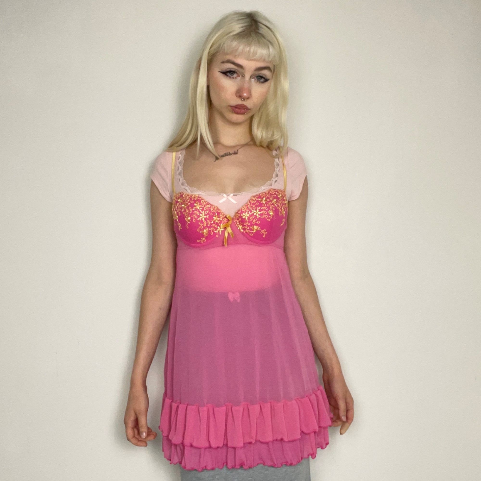 Other 34C - Baby Doll Pink Sheer Corset Top Size M / US 6-8 / IT 42-44 - 1 Thumbnail