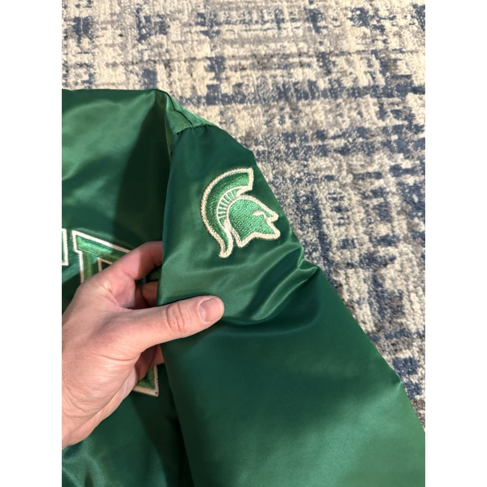 Starter VINTAGE Michigan State Spartans Green Satin Starter Jacket M NCAA OFFICIAL Bomber Jacket Mens 80s College Sports Satin Lined Pockets Size US M / EU 48-50 / 2 - 3 Thumbnail