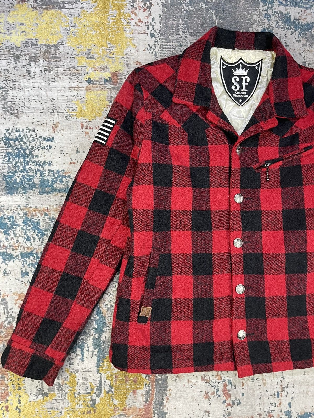 Japanese Brand SF Sanford Guaranteed Red Checkered Plaid Jacket Size US S / EU 44-46 / 1 - 2 Thumbnail