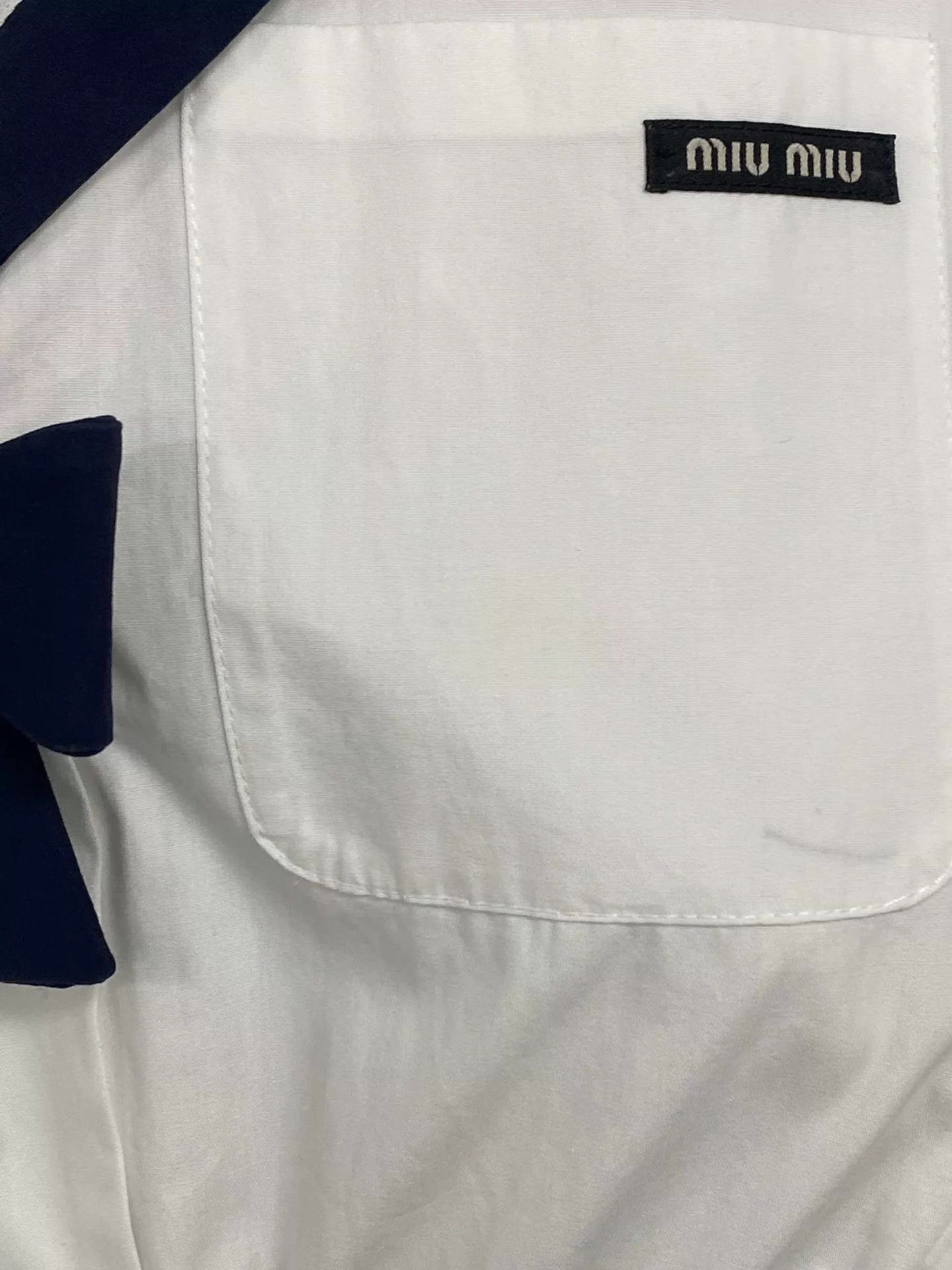 Miu Miu MIU MIU Navy Collar Embroidered Logo Dress 40 Size S / US 4 / IT 40 - 6 Thumbnail