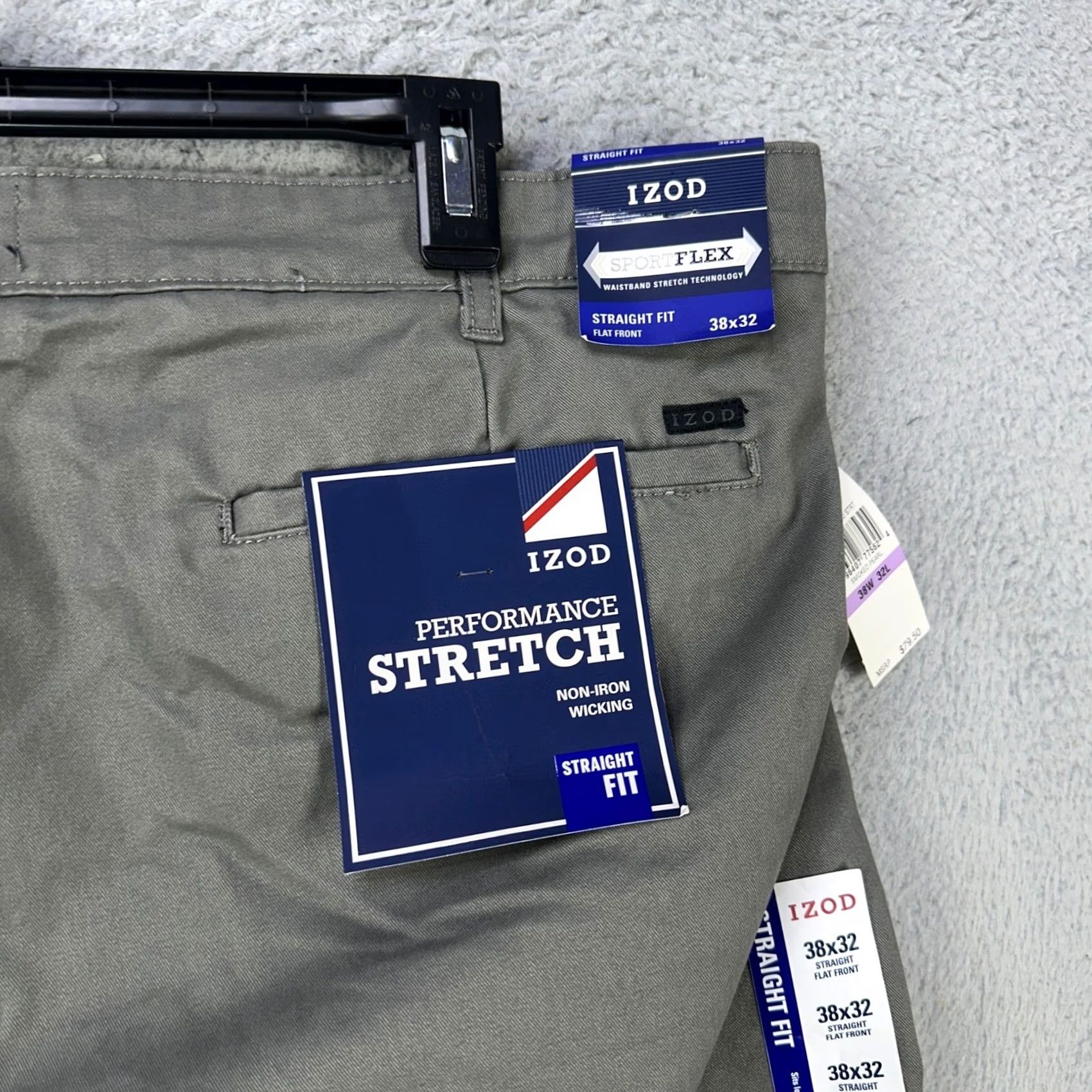 Izod IZOD Flex Mens Performance Pants 38X32 Gray Chino Stretch Flat Front NEW Size US 38 / EU 54 - 2 Thumbnail
