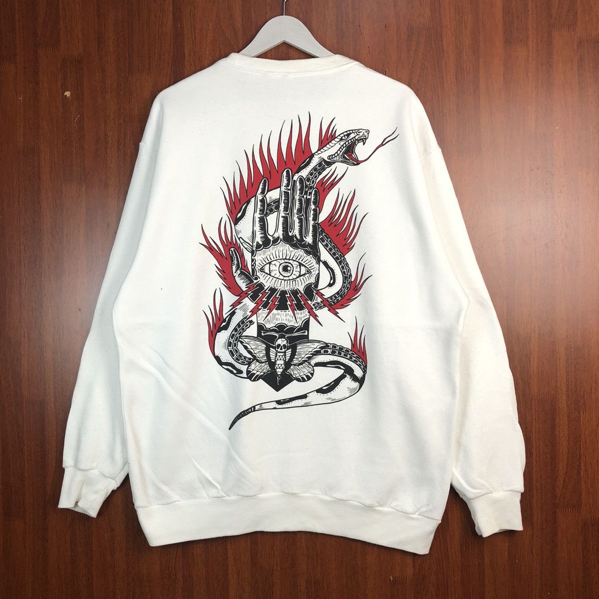 one eye one hand White Sweatshirt #7554