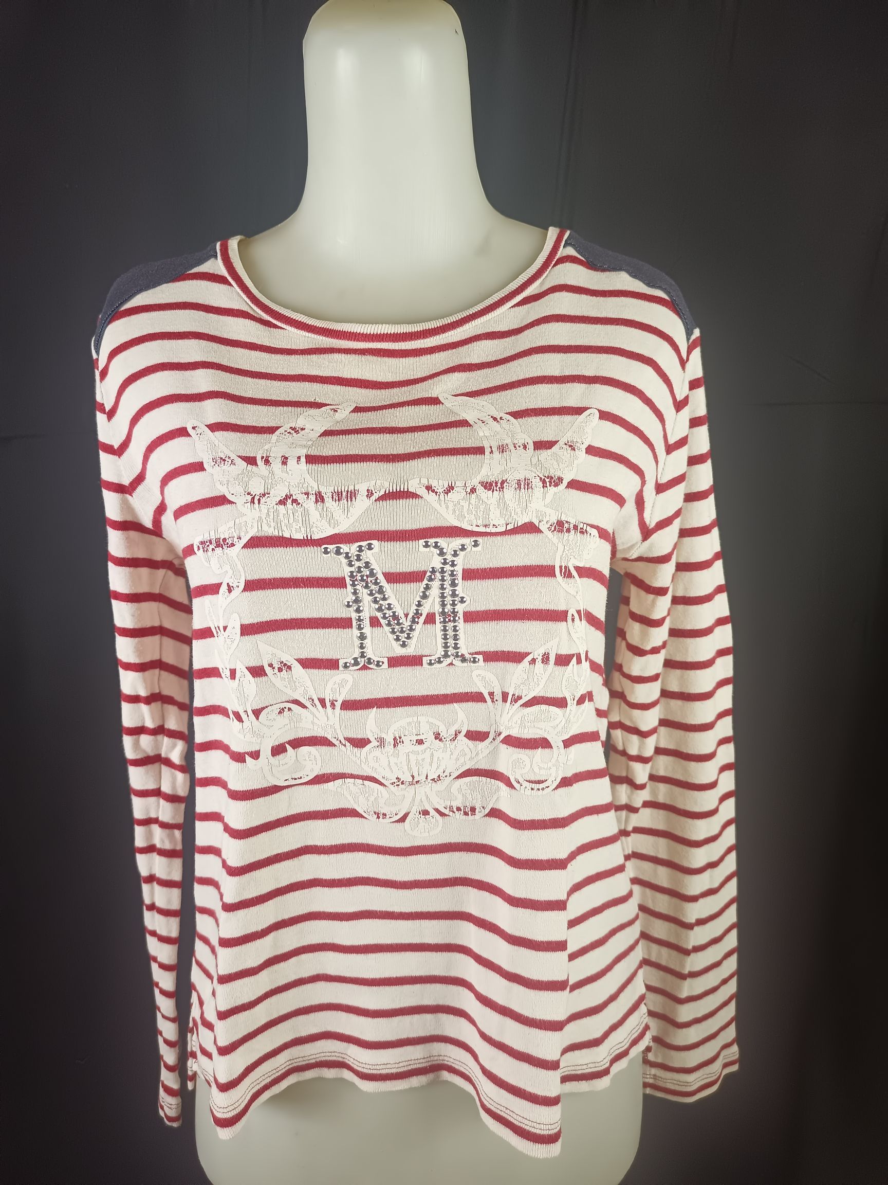Japanese Brand MIND BRIDGE Striped Affliction Top Long Sleeve Size L / US 10 / IT 46 - 1 Thumbnail